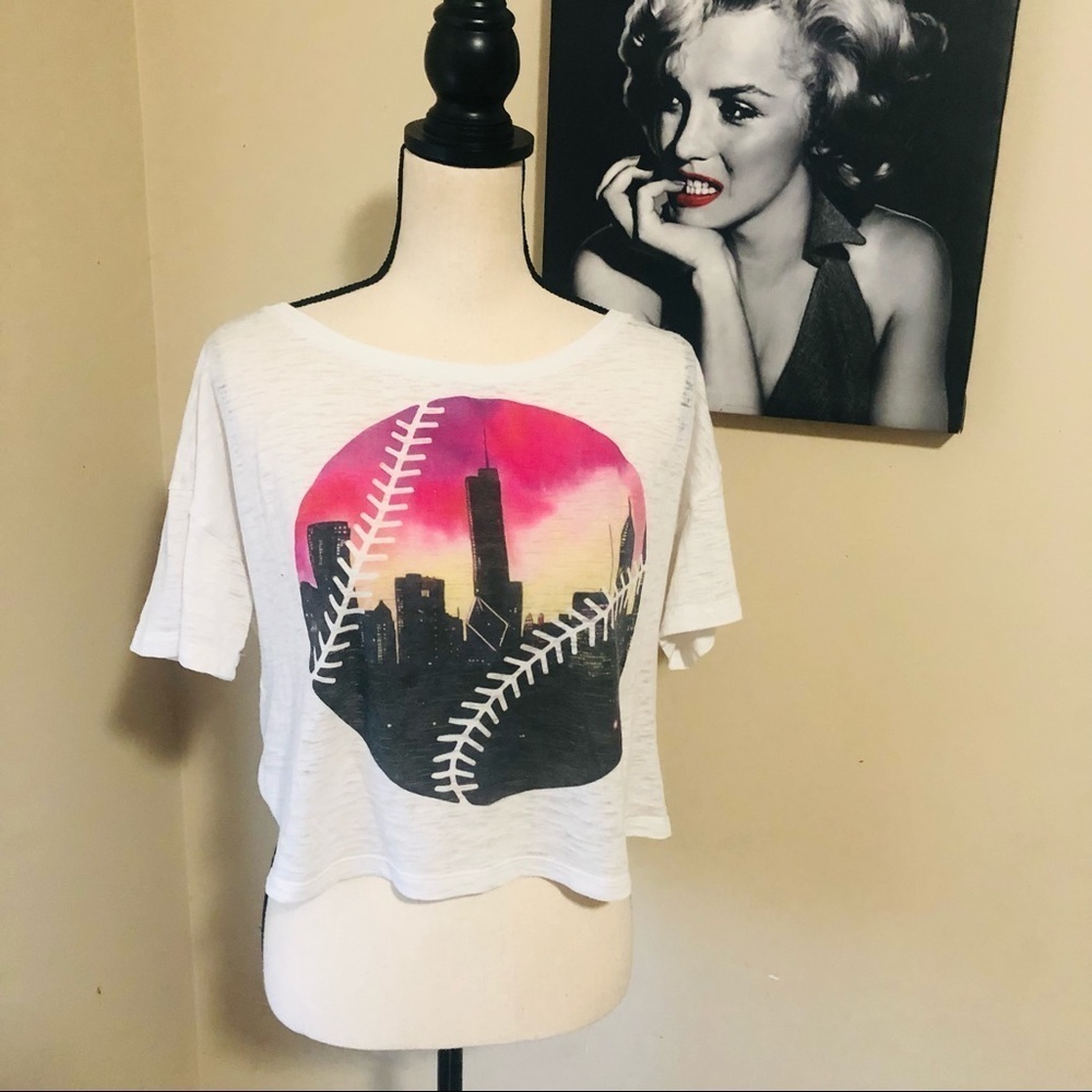 PINK Chicago Baseball Cropped Tee